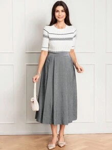 Miaspire 乡村音乐会女式褶皱简约通勤裙，休闲日常穿着