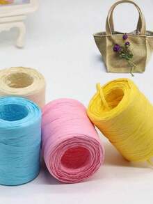 1 件拉菲草纱线手工钩编可折叠帽袋、波西米亚风海滩夏季草帽、DIY 手工编织线、时尚丝带绳、钩编渔夫帽、手工折叠拉菲草太阳帽、波西米亚风配饰 - 彩色 - 查看 3