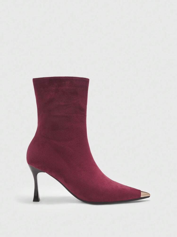 CUCCOO BIZCHIC Stivaletti alla caviglia eleganti da donna con punta affusolata, tacco a spillo e cerniera laterale, di alta moda, colore fucsia