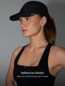 GLOWMODE 速干无缝透气吸汗速干反光可调节跑步帽健身房训练锻炼日常 - 黑色 - 查看 5