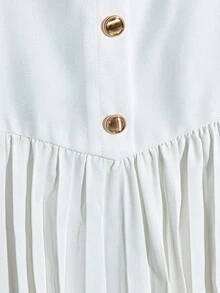 Franclia 褶皱时尚纽扣细节裙，适合春夏季 - 白色 - 查看 4