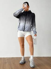 SHEIN Sports Women Sports Jackets Winter Coats Winter Thermal Thick Warm Jackets, Winter Jacket Women's Casual & Outdoor Jacket Outdoor Hiking Jacket Women's Casual Jacket, Thermal Coats, Fall Winter Jacket, Thick Jacket KEEP WARM, Winter Coats Women Athleisure Jacket Black And Grey Jacket,Back To School - Black and White - View 6