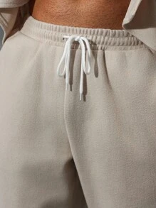 Manfinity Homme Men's Solid Color Single-Breasted Jacket And Pants Casual Suit Casual Two Pieces Set Men Co-Ord Set Beige Men Two Piece Outfit Apricot Men Outfit , Fall Clothes Winter, Cozy Outfits