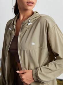 In My Nature 女士春夏休闲防水连帽轻便夹克，带抽绳，适合户外活动徒步旅行女装 - 棕色 - 查看 8