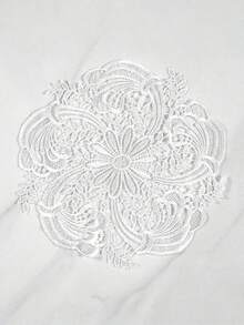 SHEIN 1pc Elegant White Velvet Lace Oval Tablecloth - Floral Pattern Polyester Tablecloth, Suitable For Dining, Coffee And Home Decor, Perfect For Holiday Table Setting, Dining Table Accessories - Butterfly Pattern - Decorative Texture, Dining Table Decor - Multicolor - View 3