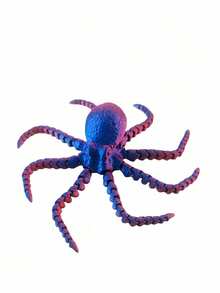 1PC 3D打印柔性章鱼，激光切割彩色软体动物，可活动关节，可自由造型的创意玩具，章鱼关节可活动鱼缸装饰，景观章鱼模型摆件，圣诞鱼缸景观桌面摆件 - 紫色 - 查看 8