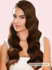 9AM Hair 巧克力棕色波浪无胶假发 真人发丝 预拔 预剪 无胶前蕾丝假发 可直接佩戴 6x5 波浪卷发 180% 密度 #4 闭合假发 漂白结 女士 - S4 - 查看 3