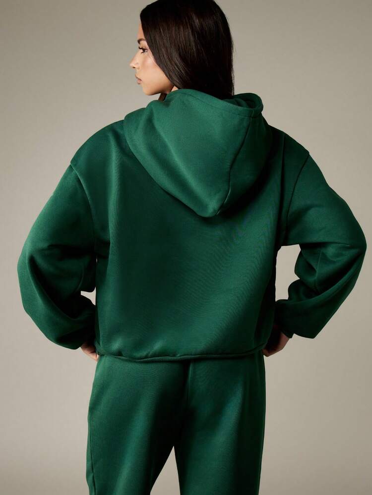 MISSGUIDED Embossed Text Hoodie With Centre Pocket And Drawstring Christmas