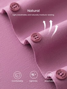 LUVLETTE Autumn And Winter Soft 100% Pure Cotton Misty Forest Style Lace Elegance Trim Button-Up Top & Pants Loungewear Women Airy Pajama Sets Pants With Pockets Romantic Living Cozy At Home Fall Pajamas Clothes - Purple - View 5