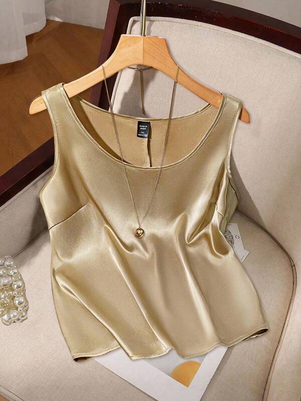 Regalyn Chaleco elegante sin mangas con cuello redondo y tirantes anchos para mujer talla grande