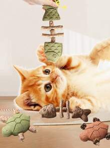 PETSIN 1 Piece Creative Cat Fishbone Toy, Tortoise Cat Toy, Wood Geranium Tooth Stick, Simulation Fish, Tooth Stick, Cat Self-Made Catn Toy, Gall Fruit Pet Toy - Multicolor - View 1