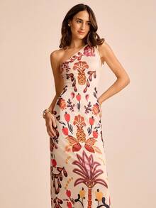 CAJUNI Women's Tropical Print Tie Shoulder Maxi Dress - Multicolor - View 1
