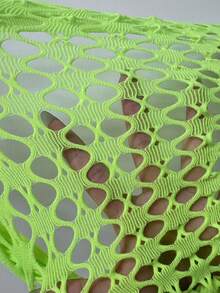 Swim SXY Damska seksowna sukienka z okrągłym dekoltem i długim rękawem, z odkrytymi plecami i wycięciem na plecach - Limonkowy zielony - Zobacz 6