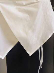 SHEIN 大码夏季休闲纯色无袖裹身衬衫 - 白色 - 查看 3