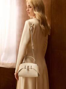 MOTF PREMIUM PU 皮革五金顶部提手包 - 杏色 - 查看 7