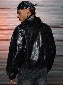 AXEPEAK Men's Woven Fashion Long Sleeve Jacket, Fall, Winter, Grunge - Black - View 2