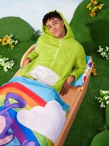 Teletubbies X SHEIN 3pc Cartoon & Rainbow Print Bedding Setsoft, Comfortable, Warm, Machine Washable, Suitable For Single Bed/Double Bed/Queen Bed/King Bed, Dormitory/Home - Multicolor - View 4