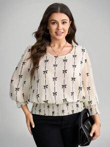 Comfylo Blusa de manga abullonada de unicolor casual de talla grande, elegante y con estilo para Año Nuevo, vacaciones de verano, San Valentín, otoño e invierno. Blusa elegante y con estilo para otoño e invierno, con look campestre femenino para salir