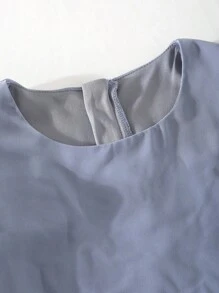 女童优雅圆领盖袖高腰长款雪纺飘逸双层设计毕业舞会生日礼服，适合圣诞节、万圣节 - 藍色 - 查看 5