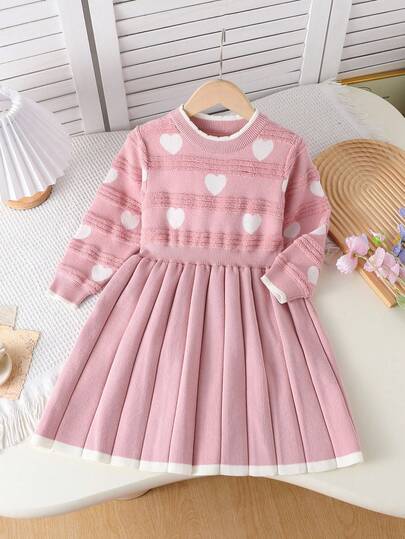 Girls' Heart Pattern Cute Casual Knit Dress Girls Pink Dress Kids Heart Dress Girls Sweater Dress Girls Pleated Dress Kids Winter Dress Toddler Pink Dress Kids Dress Pink Girl Clothes Autumn And Winter Clothes Kids Pleated Skirt Girl S Spring And Autumn Dress Autumn And Winter Young Girls Dress Autumn And Winter Young Girls Dressse Kids Pleated Skirt Sets Girls Spring And Autumn Dress Girls Sweater Dress Autumn And Winter Young Girls Dress Long Sleeves Kids Dress Girls Knitted Dress Autumn Winter Girls Dress Autumn And Winter Young Girls Dresses