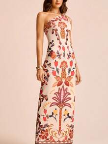 CAJUNI Women's Tropical Print Tie Shoulder Maxi Dress - Multicolor - View 2