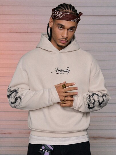 AXEPEAK Sudadera con capucha de manga larga, de corte holgado y tejido, para hombre, para otoño e invierno