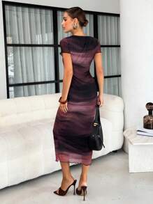 Lavishia Váy dài tay ngắn họa tiết hoa dành cho nữ, thời trang xuân/hè - Màu Đỏ Sâu - Xem 2