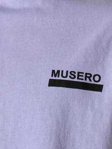Musero 落肩短袖印花T恤，胸前印有品牌标语，秋冬/春夏款 - 白色 - 查看 6