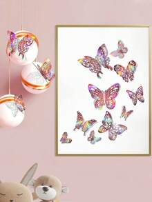 Rainbow 3D Butterfly Decor Set Of 60pcs - Glitter Gold Paper Butterflies For Party Wedding Birthday DIY Decorations - Multicolor - View 7