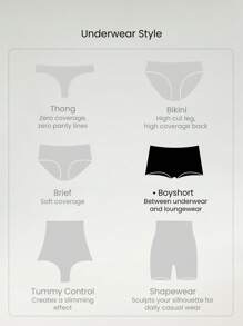 GLOWMODE 2 Pack Modal Silky Smooth Deodorant Logo Elastic Waistband Mid-Rise Waist Boyshort Underwear Daily Casual Wear