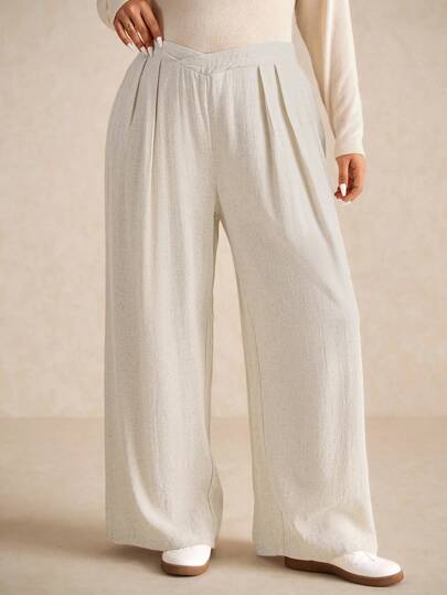 Elaquor Pantalones casuales de unicolor talla grande