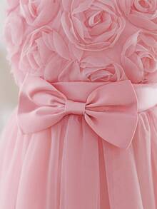 Glamorique Kids Baby Girls' Elegant Cute Floral 3D Bow Mesh Tutu Dress, Sleeveless Princess Party Dress Fall Winter