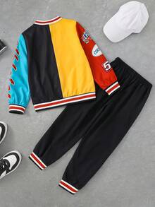 SHEIN Coolqubz 2pcs/Set Pakaian Kasual Colorblock Keren untuk Anak Laki-Laki Remaja - MultiWarna - View 2