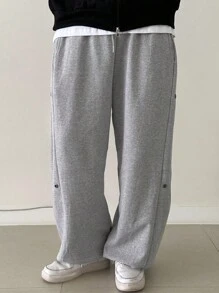 DAZY Pantalones de chándal casuales con cintura elástica, pantalones sueltos con cordón a la altura del tobillo para mujeres