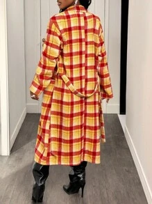 BamGleam Áo khoác len kẻ caro thời trang thu đông cho nữ - Nhiều màu - Xem 2