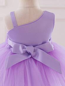 Glamorique Kids 圣诞节/新年派对装女婴亮片拖尾薄纱蛋糕裙、细肩带柔软公主裙 - 紫色 - 查看 3