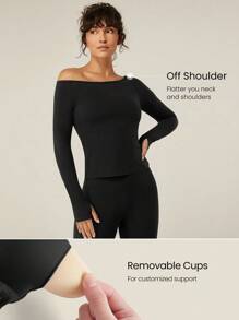 GLOWMODE FeatherFit™ 落肩长袖 T 恤 - 黑色 - 查看 2