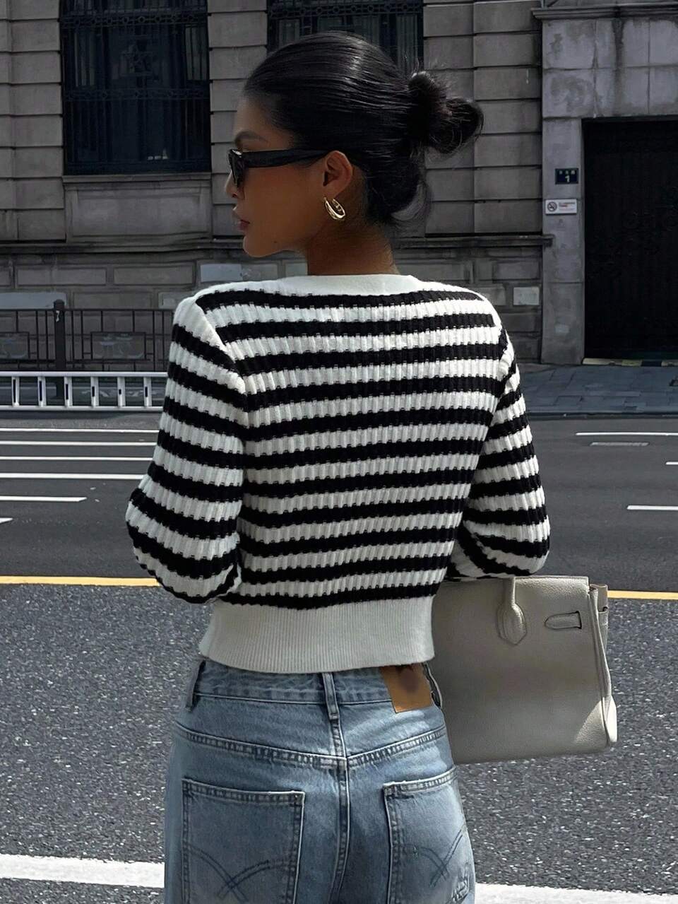 Women's Casual Colorblock Striped Cardigan, Autumn Vacation