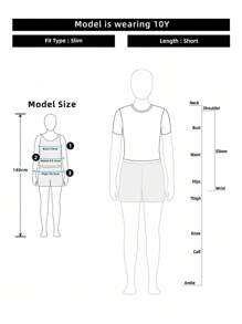 Sparklyn 1 件女童圆领短袖 T 恤，针织提花面料，纽扣装饰，休闲夏季上衣 - 白色 - 查看 3