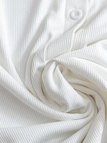 SHEIN CURVE+ Plus Size Solid Color Ribbed Knit Casual Short Sleeve T-Shirt, Summer