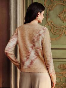 Anewsta Damski sweter w paski z okrągłym dekoltem i długim rękawem, cekinami - Wielokolorowe - Zobacz 2