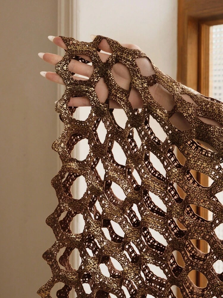 Women's High-End Elegant Exquisite Laser Cut Foil Skirt, Plus Size