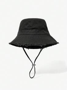 MUSERA Frayed Edge Tie String Bucket Hat Cool For Festival