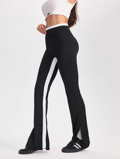 Streetz SHEIN Sport Women's High Waist Flare Leg Colorblock Casual Workout Pants