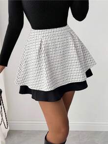 Rafferiza 女式法式厚面料双层半身裙 - 白色 - 查看 1