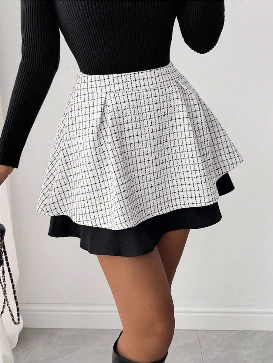 Rafferiza 女式法式厚面料双层半身裙 - 白色 - 查看 1