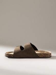 Solecia 男士圆头双带平底一脚蹬鞋，方便舒适，适合日常、聚会、通勤，时尚百搭