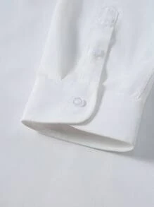 Calvornis 男士正装衬衫 纯色长袖弹力防皱正装衬衫 商务休闲纽扣衬衫 修身正装衬衫 男士修身衬衫 男士弹力衬衫 白色正装衬衫 男士商务休闲衬衫 - 白色 - 查看 7
