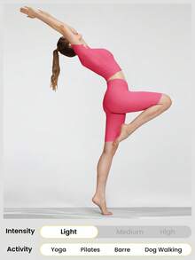 GLOWMODE 2 Pieces FeatherFit™ U-Back Cropped Active Tank & 4.3" Tummy Control Biker Shorts Set Low Impact Yoga Pilates Daily - Blush Crush - View 8