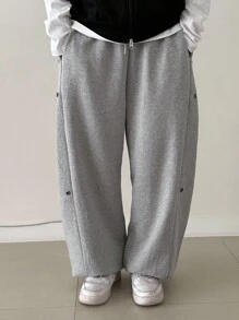 DAZY Pantalones de chándal casuales con cintura elástica, pantalones sueltos con cordón a la altura del tobillo para mujeres